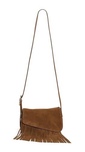 Madewell Women's Soft Grain Flap Crossbody Fringe Bag, Aged Cognac, Brown, One Size