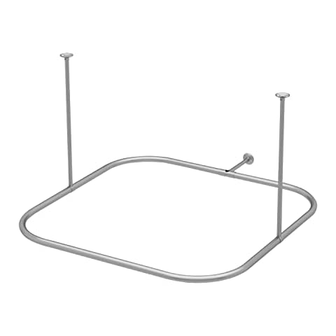 Naiture 36" L X 36" W Never Rust Stainless Steel Square Shower Curtain Rod, Brushed Nickel Finish Cover