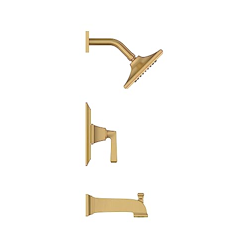 Kit de grifería para bañera y ducha American Standard TU455508.GN0 Town Square S con cartucho de equilibrio de presión, caudal 1,75 GPM, acabado dorado cepillado miniatura 2