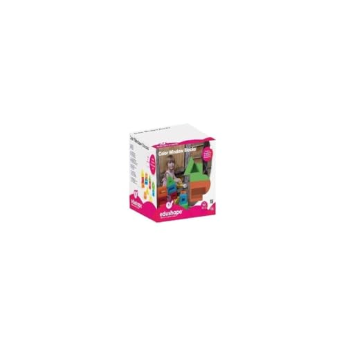 Image of Edushape Color Window Blocks - Set of 12 Baby Soft Blocks with Peek-a-Boo Tinted Window - Large Colorful Building Blocks for Toddlers 1-3 - Stacking Blocks for Construction Play and Child Development