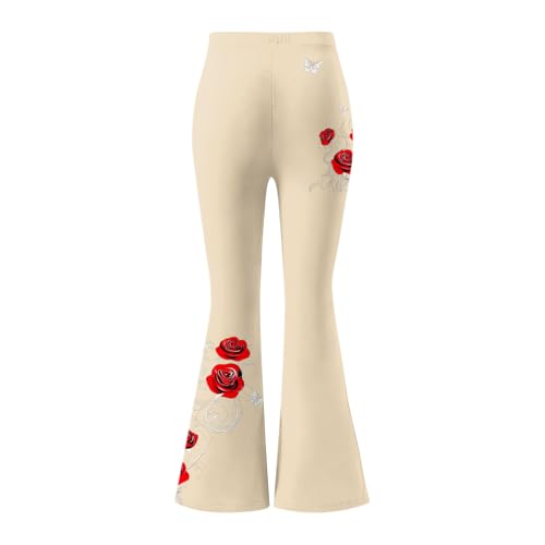 Pantalones de yoga de cintura alta elástica y corte acampanado con estampado floral 6