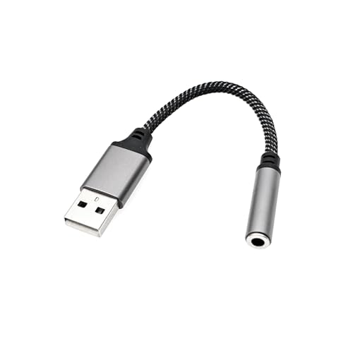 JZK USB a 3.5mm Conector Audio Adaptador Cable, Conector Adaptador AUX a Tipo A a Conector Auriculares, Interfaz Audio USB para PS4, PC, portátil, Linux, Ordenadores Escritorio, micrófono Auriculares