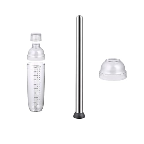 Juego de coctelera 3 uds con colador Incorporado, Mezclador Jigger medidor y Herramienta Barra Cuchara mezcladora for Uso doméstico(1000Ml 3Pcs)