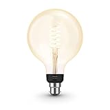 Philips Hue Bombilla LED inteligente G125 de filamento blanco [B22, bayoneta] con Bluetooth....