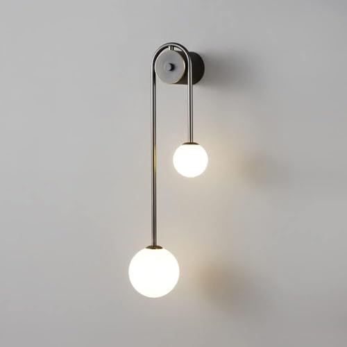 Aplique de pared de cristal moderno de mediados de siglo con 2 luces con cabecero G9, accesorio de iluminación para dormitorio, sala de estar, lámpara de pared con diseño de globo