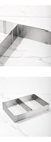 Foto von Smart-Planet Kuchenform Backrahmen rechteckig verstellbar Tortenring eckig - individuell Edelstahl zum Backen Torten Form - Backform ausziehbar