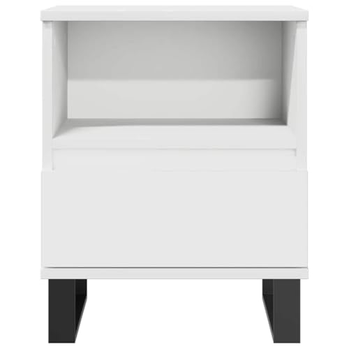 Table de chevet en bois blanche avec grand espace de rangement