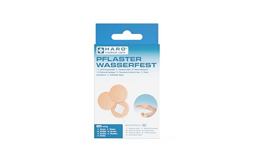 HARO medical care wasserfestes Wund-Pflaster, rund, für kleine Verletzungen, hautfreundlich, luftdurchlässig, optimal für kleine Wunden, 20 Stück mit 25 mm Durchmesser
