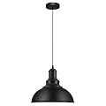 MgLoyht Pendant Lights, Farmhouse Pendant Lamp with Metal Shade (White Inside), Matte Black Industrial Pendant Lighting for Kitchen Island, Dining Room, Bedroom, Hallway