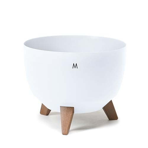 MELTOM Blumentopf mit Füßen Rund Ø 29 cm H 23 cm Weiß Matt Übertopf – Ansicht 1