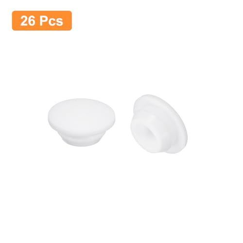 Image of uxcell 26 Pcs Silicone Plugs, Rubber Round Snap in Locking Hole Plugs for 10-10.5mm Hole, Hole Stoppers Waterproof Hole Plug for Metal Tube, Furniture End Caps Inserts, White