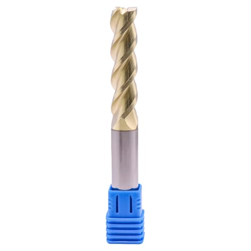 Image of 1 /2 inch 3 Flute Solid Carbide Long End Mill, 4 inch Overall Length, ZrN Coated | 45 Helix, 1 /2 inch Cutting Dia, 1 /2 inch Shank Dia, 2 inch Length of Cut, for Milling Aluminum and Copper, Square End