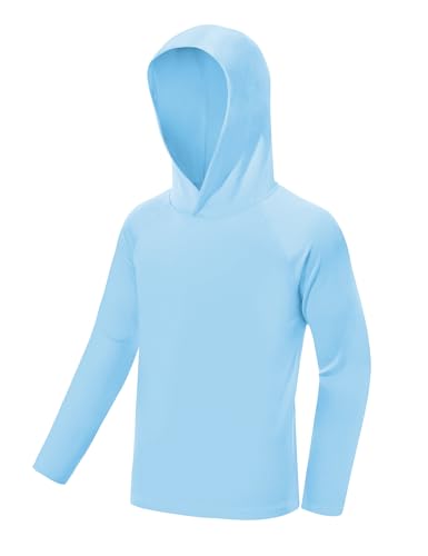 DRONIRING Boys Hooded Long Sleeve Rash Guard Swim Shirt Youth Kids Girls Toddler UPF 50+ Fishing Shirt UV Sun Protection Quick Dry Fishing Hiking Water Beach Hoodies