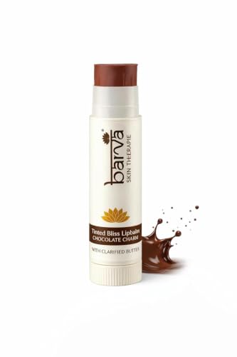 Image of Barva Tinted Bliss Lip Balm | Enriched with Clarified Butter (Ghee) | Nourishing & Long-Lasting Moisture | Soft Tint Finish | Available in 2 shades | 5g (Chocolate Charm)