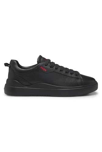 HUGO Hommes Blake Tenn Baskets en Cuir avec Logo Rouge