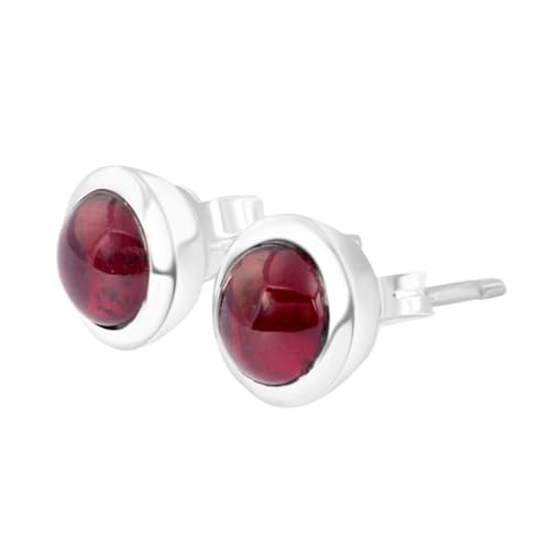 Grenat rouge naturel boucles d'oreilles puces 7mm argent 925 anti-irritation pour peaux sensibles