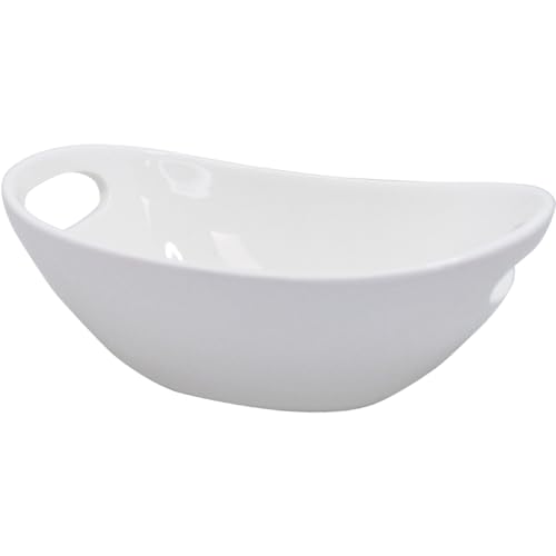 NERTHUS FIH 1337 Porcelain Oval Bowl with Handles for Snacks Elegant Snack Service, White, 10.7 cm x 6 cm - Image 2