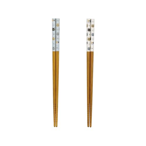 田中箸店 chaton シャトン 箸 22.5cm グレー ホワイト 2膳 セット お箸 日本製 つまみやすい すべらないお箸 ネコ 猫柄 すべらない箸 滑らないお箸 おしゃれ かわいい 洗いやすい シンプル 子供 大人 プレゼント ギフト