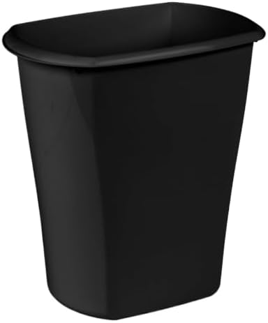 LGSEAGSO Black Open Top Plastic Bathroom Trash Can, Slim Rectangular Freestanding Waste Bin with Built-in Handles, Durable Garbage Container for Bedroom Office