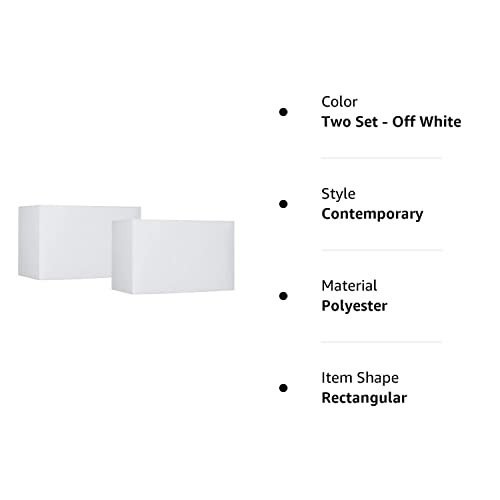 Set Of 2 White Medium Hardback Rectangular Lamp Shades 16" Wide X 8" Deep X 10" High (Spider) Replacement With Harp And Finial - Springcrest #TOP7