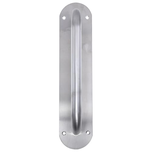 HOMOCONO Tirador Puerta Cortafuegos Grande de Acero Inoxidable Cepillado, Manija Redonda Resistente para Puerta Ignífuga, Placa de Tracción Ergonómica para Uso Industrial y Residencial