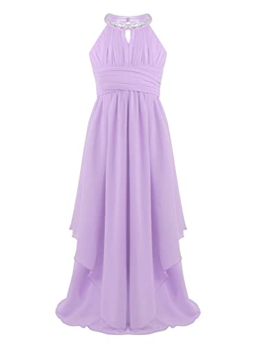 Kids Girls Dress Sequined Halter Special Occasion Dresses Elegant Long Birthday Party Dress Maxi Ball Gown