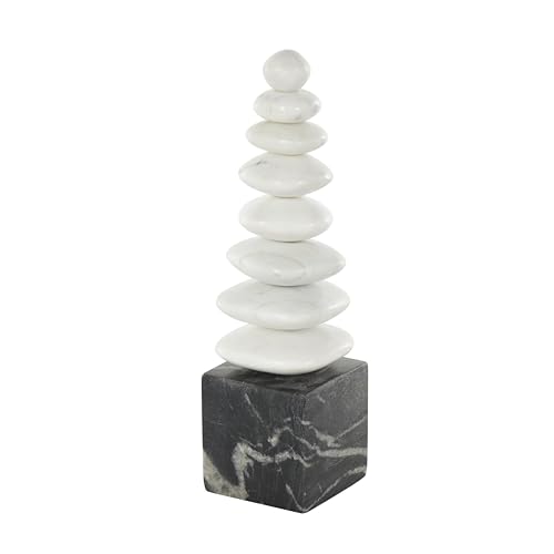 Escultura Decorativa Moderna de Mármol Blanco 3" x 4" x 12" miniatura 2