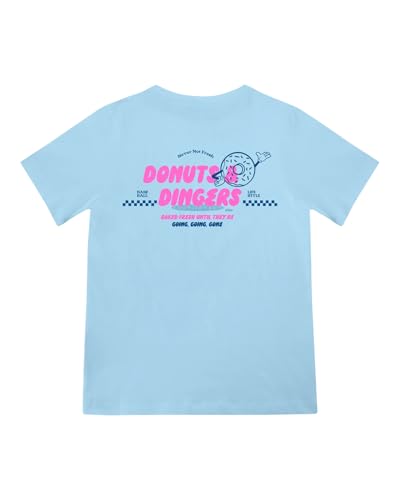 Baseball Lifestyle 101 Donut Youth Tee for Boys, Soft 60/40 Blend, Breathable, Side-Seamed, Size Youth Medium Blue