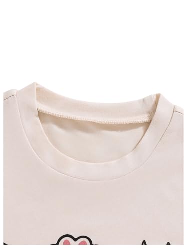 SweatyRocks Girl's Cat Paw Graphic Letter Print Tees Crew Neck Short Sleeve Cute T Shirt Tops3