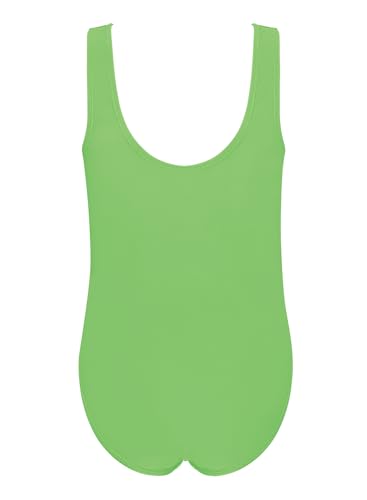 Image of SHEKINI Girls Solid Bathing Suits Kids One Piece Swimsuits U Neck Cute Swimwear