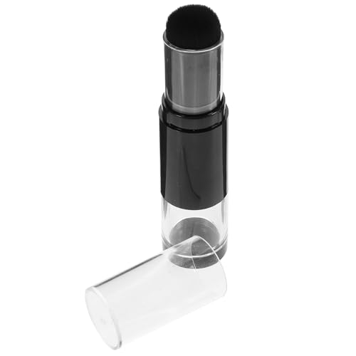 ULTECHNOVO Brocha para Polvos de Maquillaje con Dispensador Presionable, Cepillo Pequeño de Fibras Negras para Rubor y Polvo Suelto, Diseño Compacto y Portátil para Viaje, Herramienta