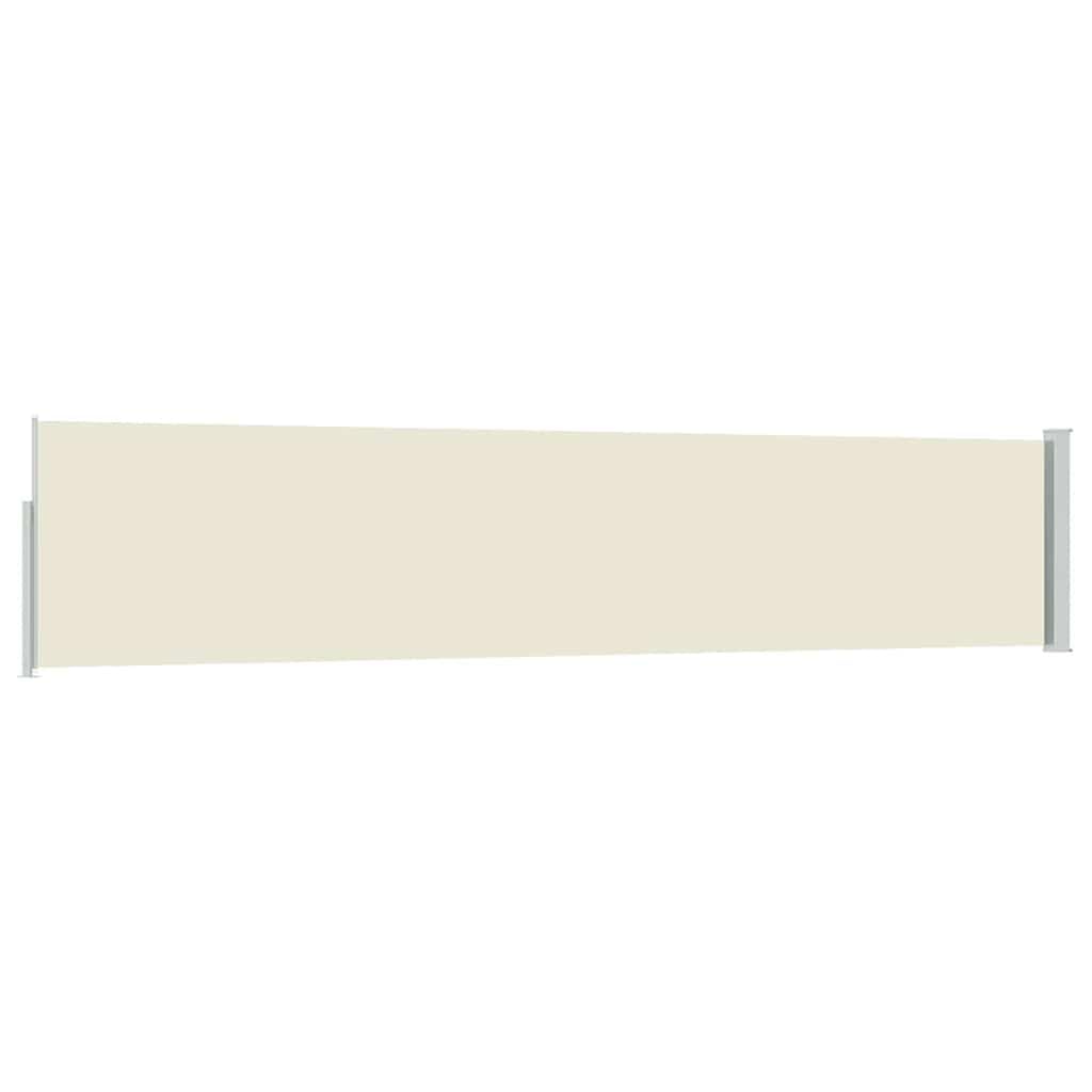 100 x 500 cm Retractable Side Awning, Cream Polyester Privacy | Cuenta con un marco de acero gris duradero para proporcionar protección contra el viento y el sol para tu balcón