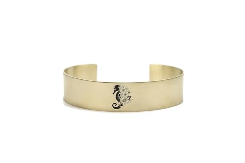 Bracelet hippocampe en or 14k, une manchette ouverte d'exception