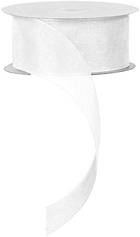 UKIYO | Organza Ribbon(15+ Color Variations Inside) (L-35 Meters,W-1 Inch) | Ribbon for Gift Wrapping,Gift Bows Making, Decoration,Bags Handle (Pack of 3, White)