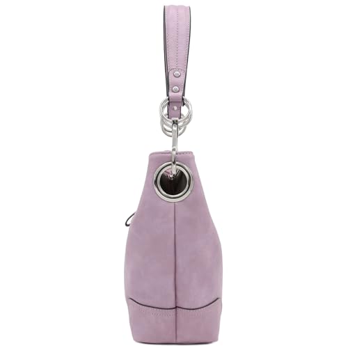 Hobo Shoulder Bag with Big Snap Hook Hardware (Lilac)