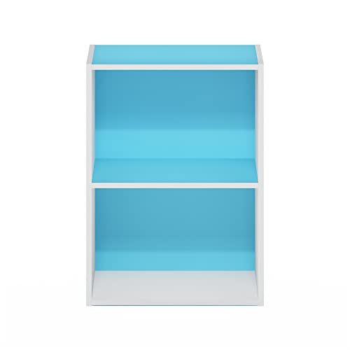 Image of Furinno Luder Bookcase /Book /Storage, 2-Tier, Light Blue /White (Pack of 4)