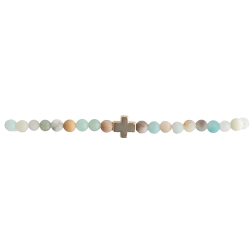 Lenny & Eva Faith Over Fear Cross Stretchable Bracelets For Women Inspirational Jewelry With Message On Card (Amazonite-Gold) #TOP10