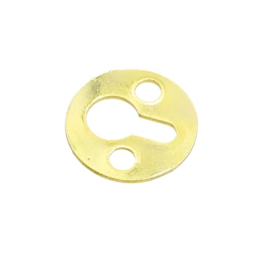 Image of 60Pcs 1 inch Metal Round Type Keyhole Hangers Hanging Films Shelf Brackets Hangers Hardware for Photo Picture Frame Hanging with Screws, Gold