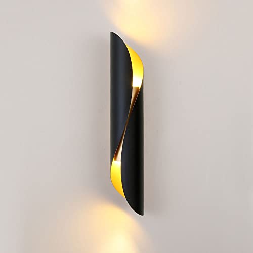 Luminaire d'intérieur E27 applique murale haut de gamme en métal noir et or