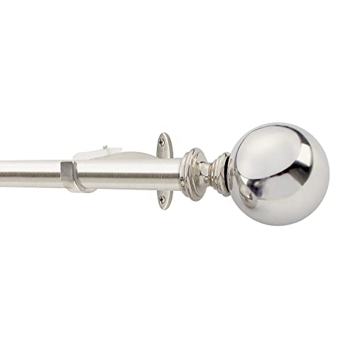 Image of Deco Window 2 Pcs 3 /4 Inch Adjustable Nickel Curtain Rod for Windows & Doors with Ball Finials & Brackets Set - 72 inch to 144 inch