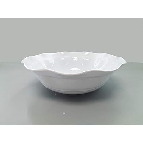 lok-osemile Ruffle in Round BPA-Free Melamine Round Salad, Mixing Bowl, 12.5-Inches, White Cover