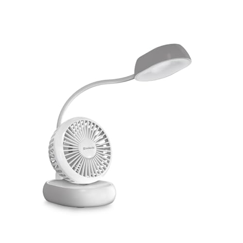 Goldmedal Twiz 100 mm Mini Portable Fan| Desk Mounted| Type-C USB-Powered Rechargeable Battery with 8-9 Hours Backup| 3-Light Brightness Setting| Personal Fan for Home & Office | Easy to Carry (White) Goldmedal Twiz 100 mm Mini Portable Fan| Desk Mounted| Type-C USB-Powered Rechargeable Battery with 8-9 Hours Backup| 3-Light Brightness Setting| Personal Fan for Home & Office | Easy to Carry (White)