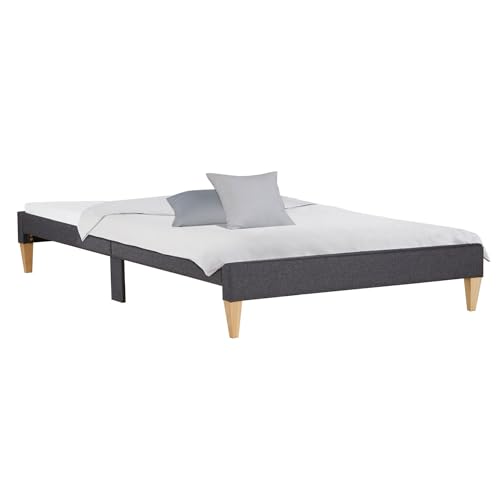 Homestyle4u Bett Futonbett 90x200 Polsterbett Grau mit Lattenrost Matratze Einzelbett Bett Bettgestell