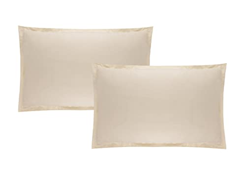 Trance Home Linen 400 Tc Premium 100% Cotton Pillow Covers | Solid Pillow Cases | Set of 2 Piece Pillow Covers Only |Large Size (Ivory, 20 X 30 Inch)