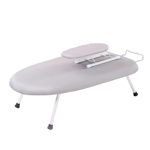 Small Tabletop Ironing Board, Compact Space Saving Foldable Countertop Iron Board with Telescopic Iron Rest (Color : Silver)