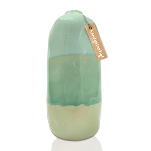 VieDéco® Vase grün bläulich aus Keramik mit Craquelé-Glasur, Moderne große Blumenvase, Vase für Pampasgras, handgefertigt H 28 cm, Tischdeko (Grün), Flower vase VieDéco® Vase grün bläulich aus Keramik mit Craquelé-Glasur, Moderne große Blumenvase, Vase für Pampasgras, handgefertigt H 28 cm, Tischdeko (Grün), Flower vase