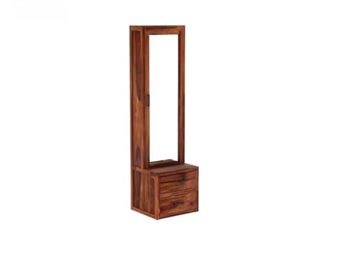 Image of Solid Sheesham Wood Dressing Table with 2 Drawer and 1 Door Storage for Living Room | Wooden Vanities for Home Solid Wood Bedroom Furniture (Natural Finish) (30.4D x 58.4W x 177H) cm