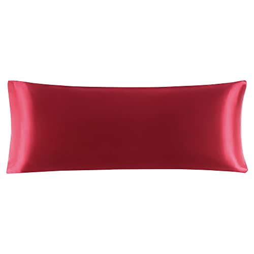 sourcing map Taie de Traversin Housse de Traversin Taie d'oreiller Doux Soyeux en Satin Corps Longue pour Peau Visage Cheveux 50 x 137cm Rouge 50 x 137cm