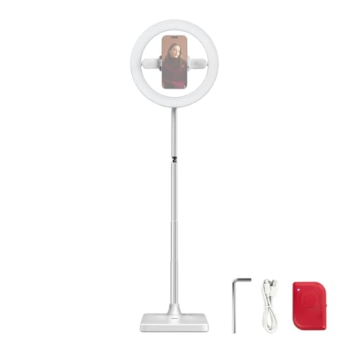NEEWER ENTRY LEVEL VERSION 10 7W LED Ring Light con Supporto/Porta Telefono/3 Modalità Colore, Ringlight Selfie Telescopico da 69” per iPhone Streaming Trucco Ciglia Studio Registrazione Video, N18