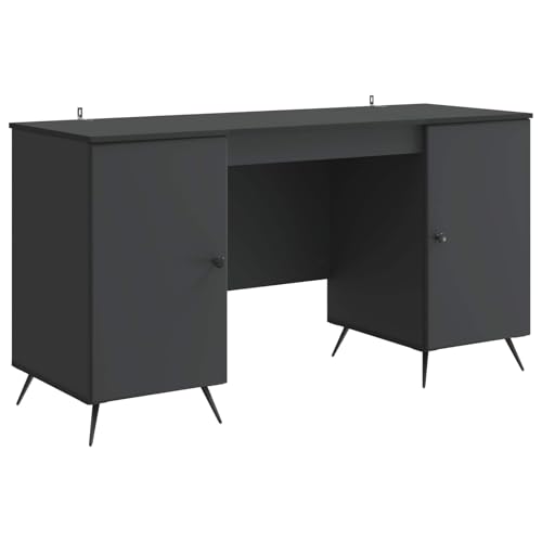 Bureau avec étagère noir pour optimiser les petits espaces informatiques - 2